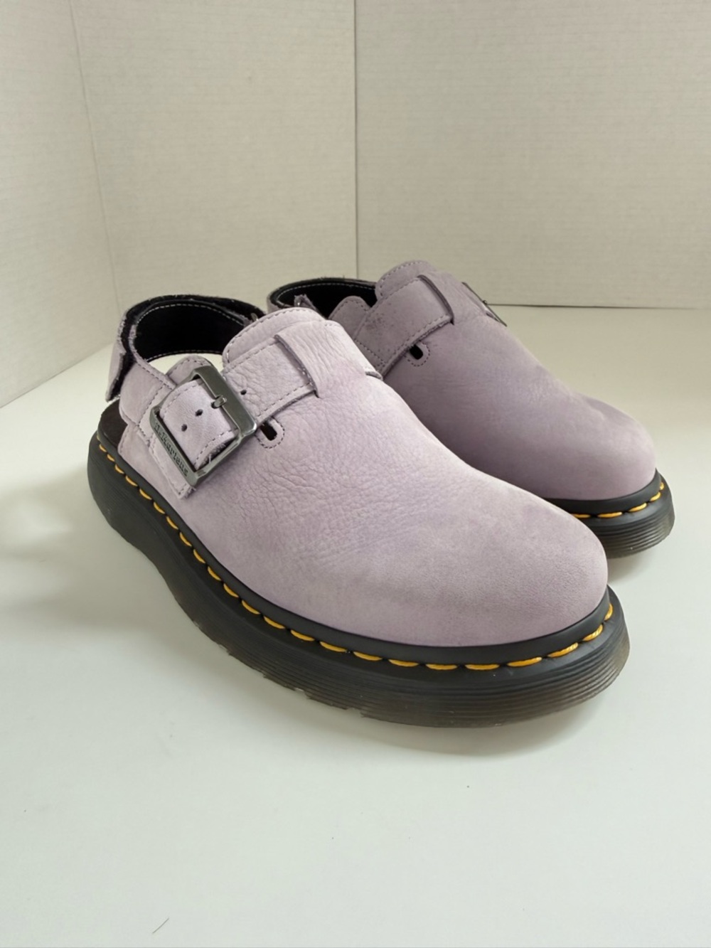 Dr. Martens Lavender Suede Buckle Slip-On Loafers